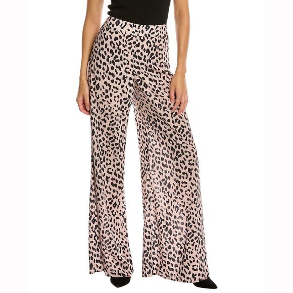 SOLD Alice + Olivia Athena Wide Leg Pant Leopard Sand Pallazo Puddle Pant E4 - Picture 2 of 8